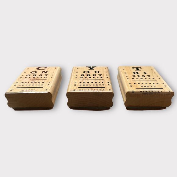 Stampin’ Up! Set of 3 Eye Chart Stamps Congratulations/Thank You/Happy Birthday - Picture 6 of 13